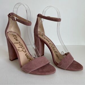 Sam Edelman Womens Pink Suede Ankle Strap Yaro Sandal Block Heels Size 8.5